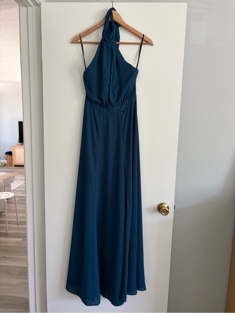 Teal Halter Neck Maxi Dress
